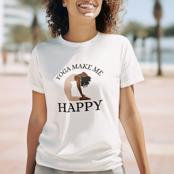 Yoga Make Me Happy Round Neck Half Sleeve Classic T-Shirt fashionfront