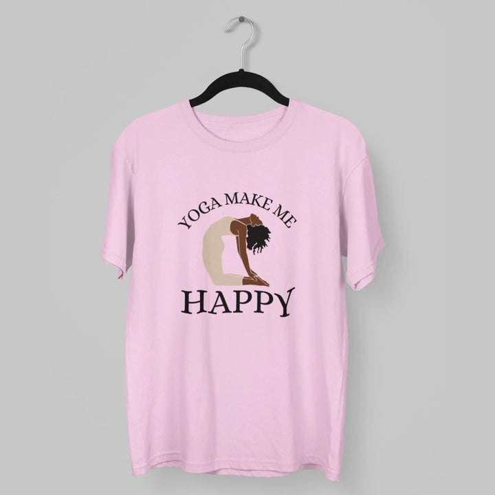 Yoga Make Me Happy Round Neck Half Sleeve Classic T-Shirt fashionfront