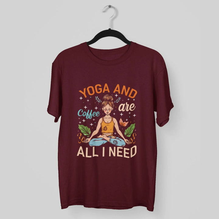 Yoga and Coffee are all I need Round Neck Half Sleeve Classic T-Shirt fashionfront