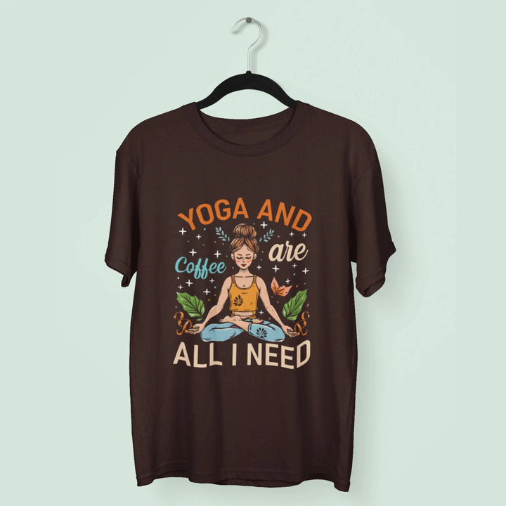 Yoga and Coffee are all I need Round Neck Half Sleeve Classic T-Shirt fashionfront