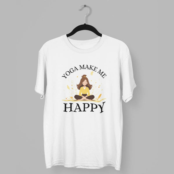 Yoga Make Me Happy Round Neck Half Sleeve Classic T-Shirt fashionfront