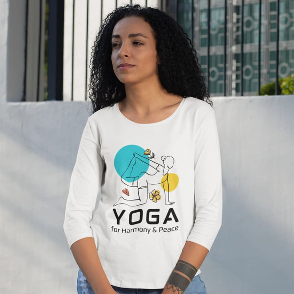 Yoga for Harmony & Peace Women’s 3/4th Sleeve T-Shirt fashionfront