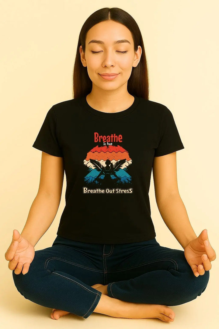 Breathe In Peace Breathe Out Stress Round Neck Half Sleeve Classic T-Shirt fashionfront