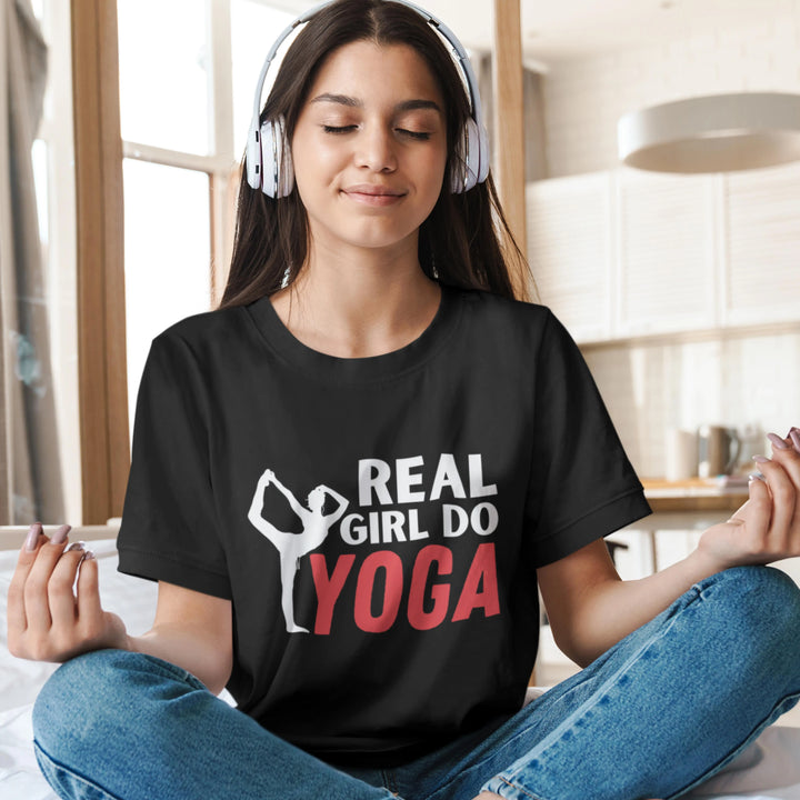 Real Girl do Yoga Round Neck Half Sleeve Classic T-Shirt fashionfront