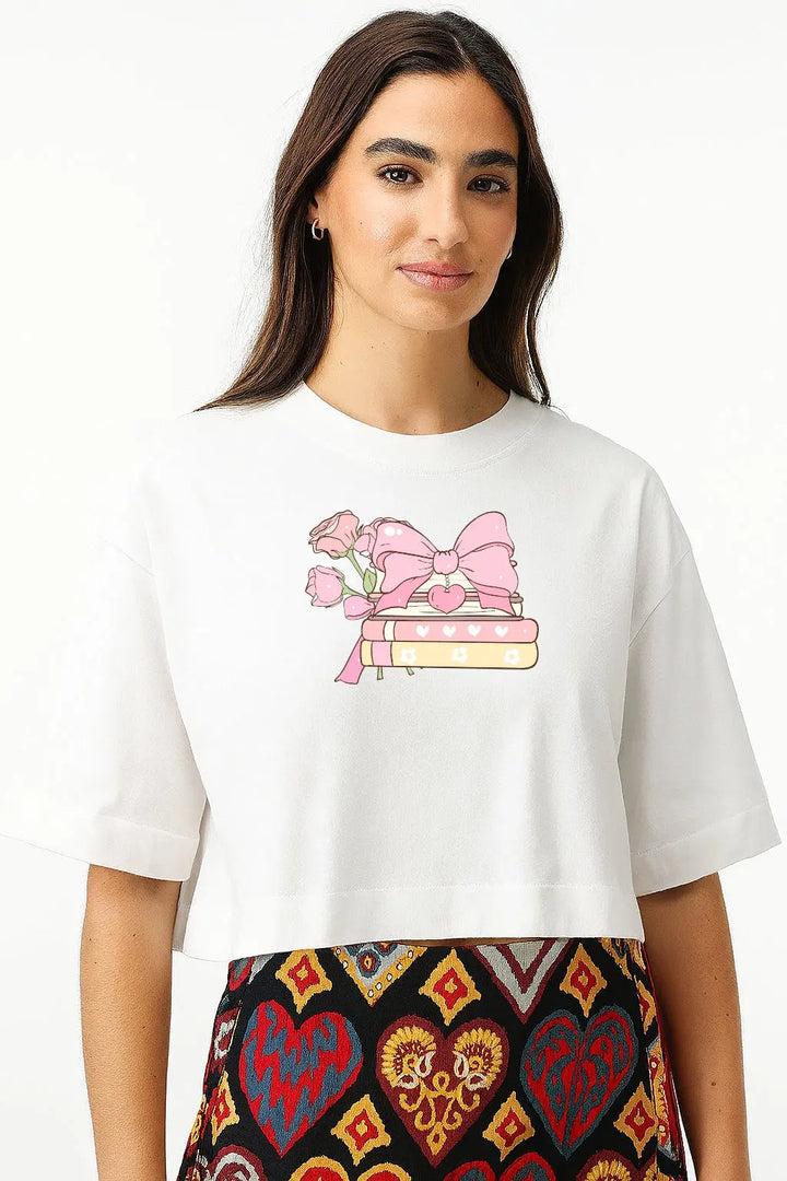 Flower And Books Women Crop Top fashionfront