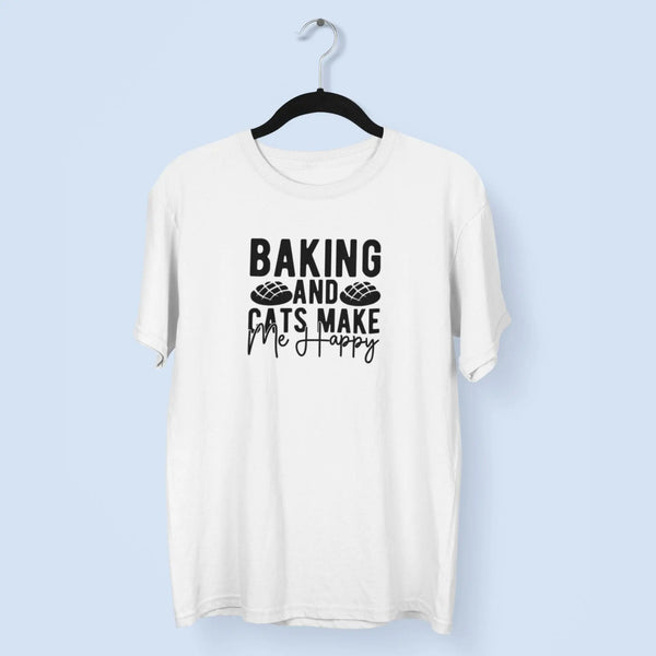Baking And Cats Make Me Happy Unisex T-Shirt fashionfront