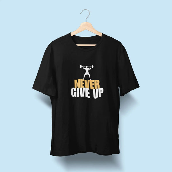 Men Never Give Up Gym Oversized Classic T-Shirt fashionfront