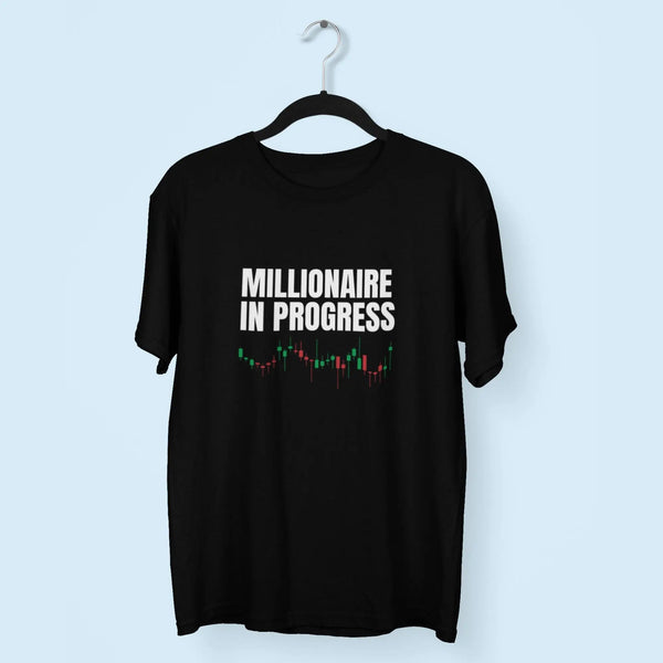 Men Millionaire in Progress Stock Market Round Neck Half Sleeve Classic T-Shirt fashionfront