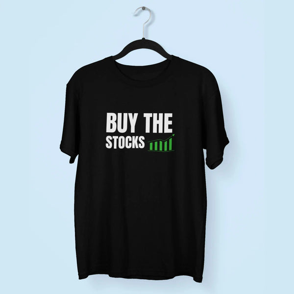 Men Buy The Stocks Stock Market Round Neck Half Sleeve Classic T-Shirt fashionfront