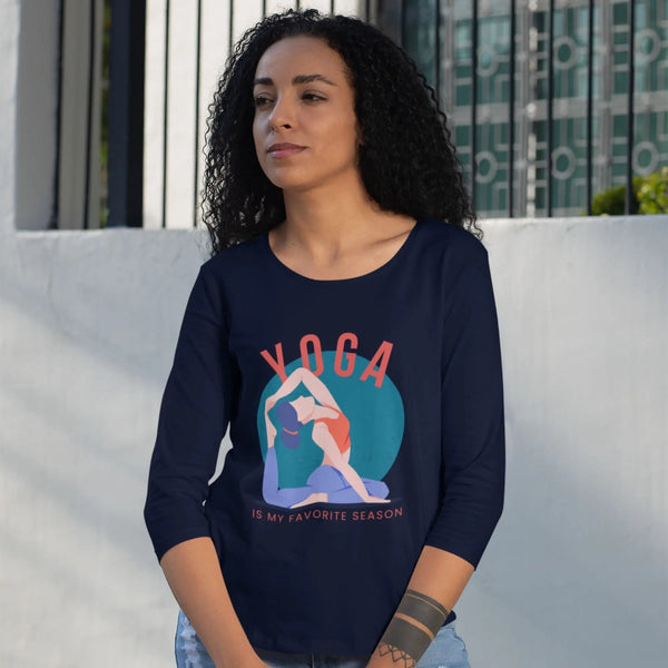 Yoga is My Favorite Season Women’s 3/4th Sleeve T-Shirt fashionfront