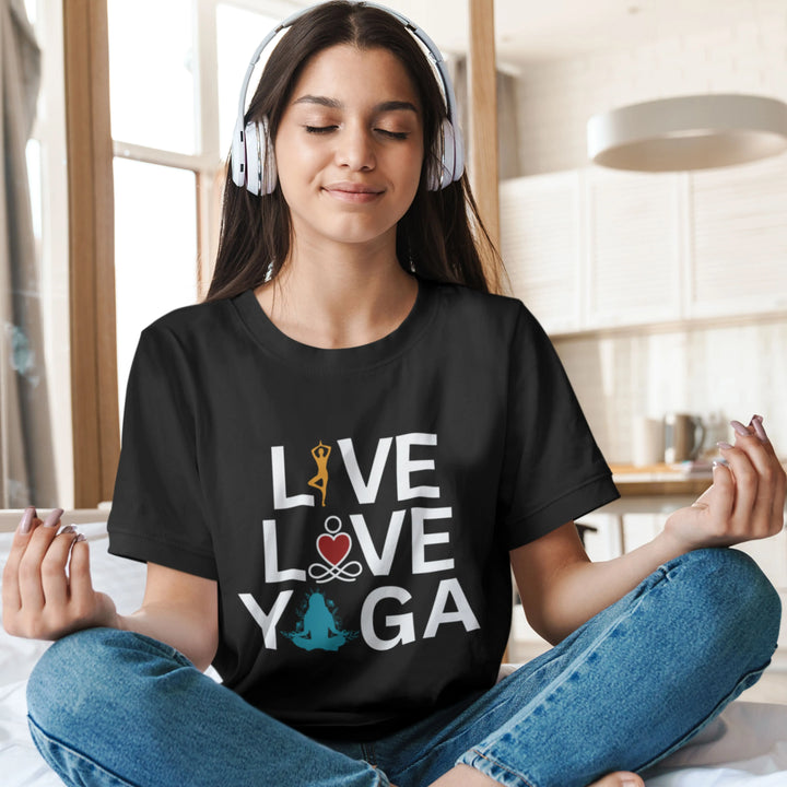 Live Love Yoga Round Neck Half Sleeve Classic T-Shirt fashionfront