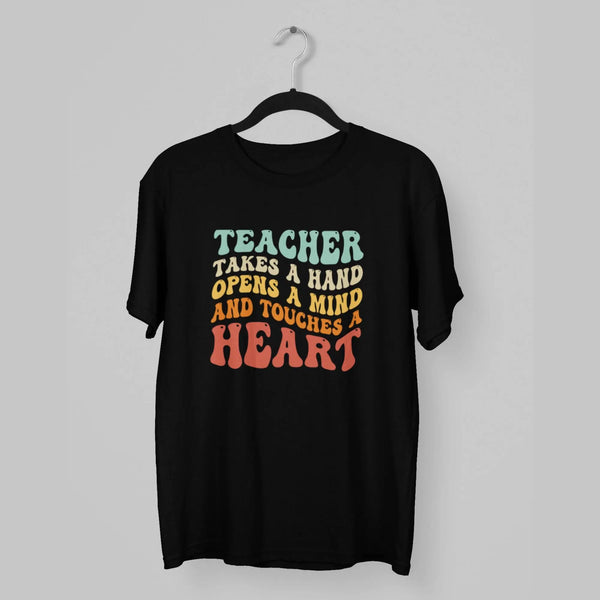 Teacher takes a hand half sleeves classic t-shirt fashionfront