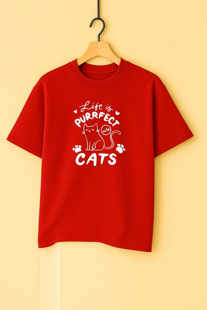 Life Is Purrfect Cats Unisex T-Shirt fashionfront