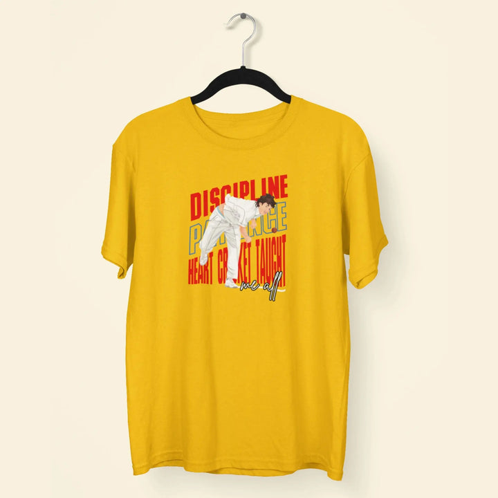 Discipline. Patience. Heart. Cricket Taught Me All T-Shirt fashionfront
