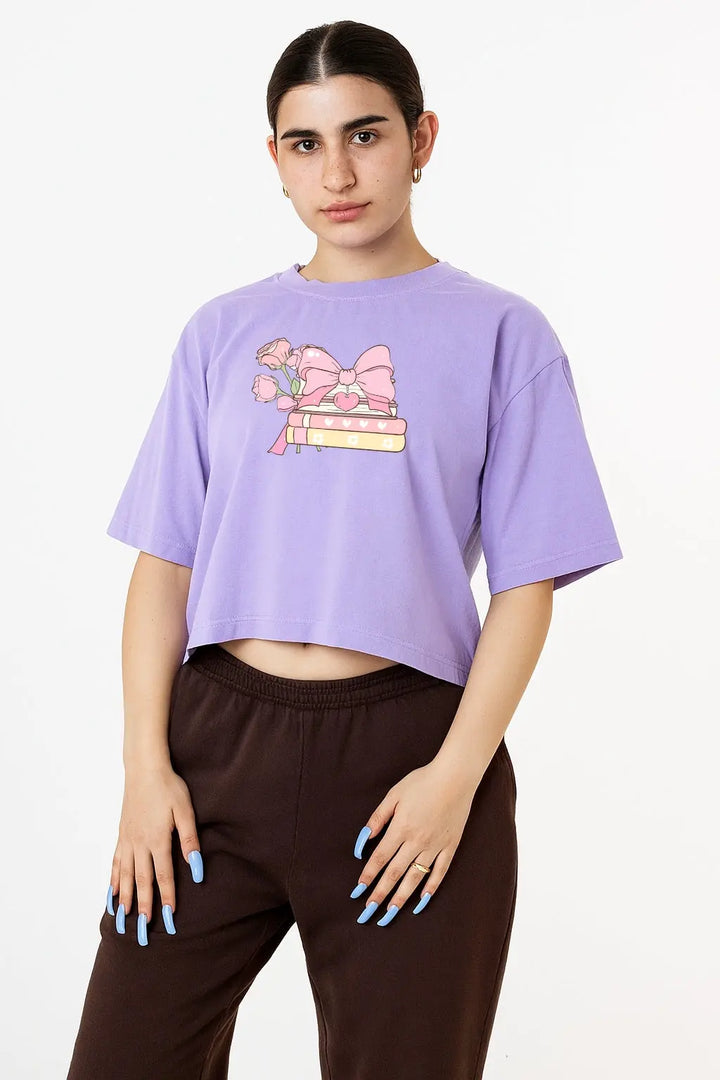 Flower And Books Women Crop Top fashionfront