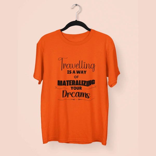 Travelling is a Way of Materalizing Your Dreams Round Neck Half Sleeve Classic T-Shirt fashionfront