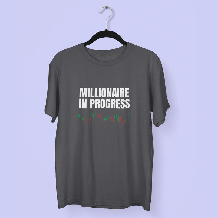 Men Millionaire in Progress Stock Market Round Neck Half Sleeve Classic T-Shirt fashionfront