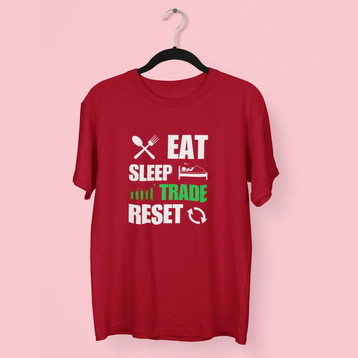 Men Eat Sleep Trade Reset Stock Market Round Neck Half Sleeve Classic T-Shirt fashionfront