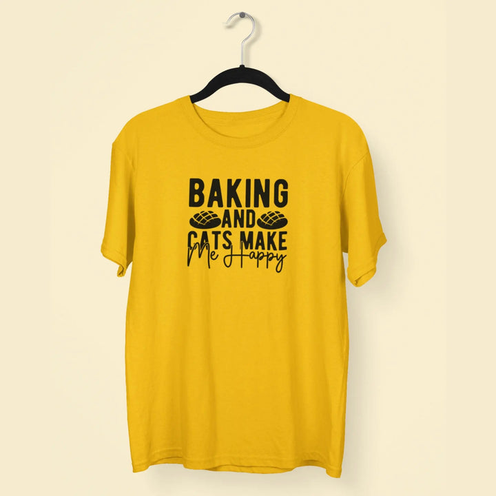Baking And Cats Make Me Happy Unisex T-Shirt fashionfront