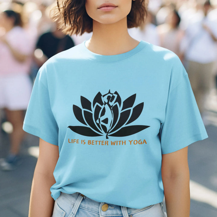 Life is Better with Yoga Round Neck Half Sleeve Classic T-Shirt fashionfront