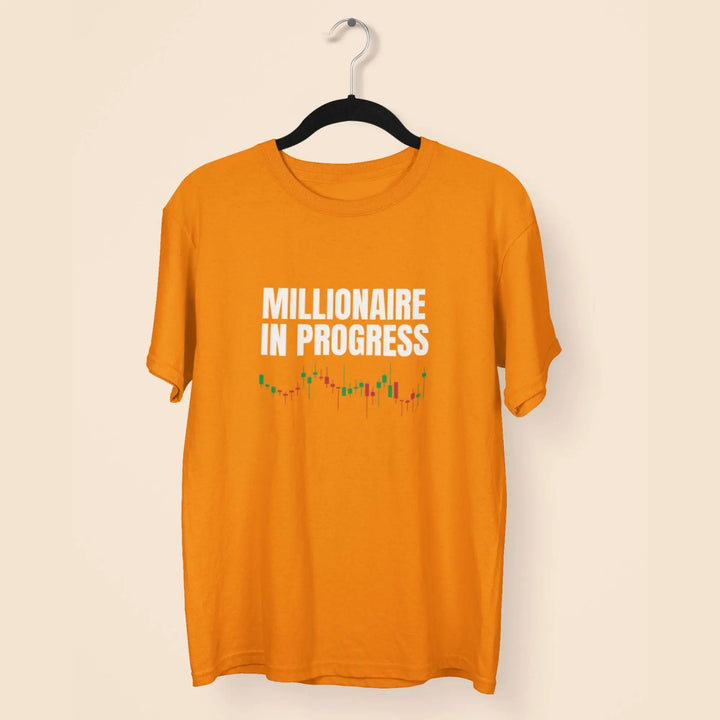 Men Millionaire in Progress Stock Market Round Neck Half Sleeve Classic T-Shirt fashionfront