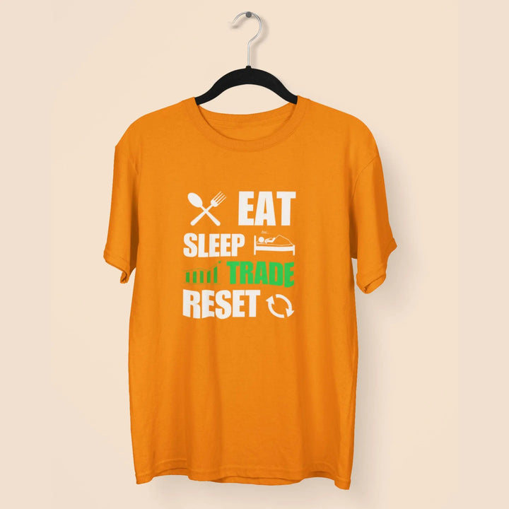 Men Eat Sleep Trade Reset Stock Market Round Neck Half Sleeve Classic T-Shirt fashionfront