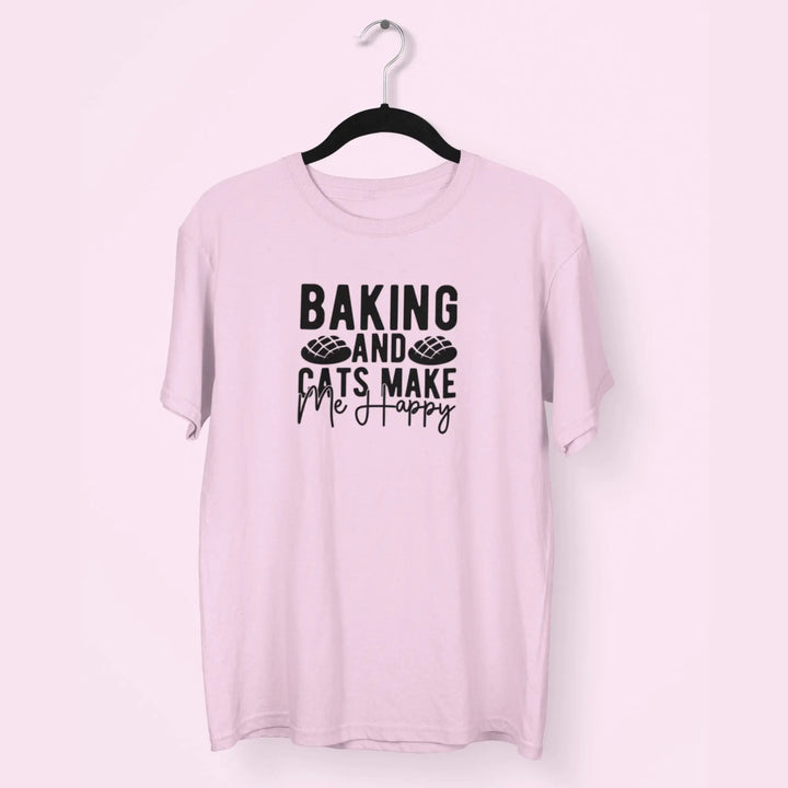 Baking And Cats Make Me Happy Unisex T-Shirt fashionfront