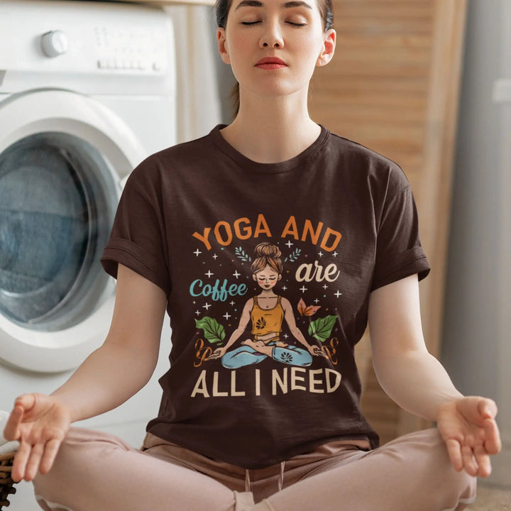 Yoga and Coffee are all I need Round Neck Half Sleeve Classic T-Shirt fashionfront