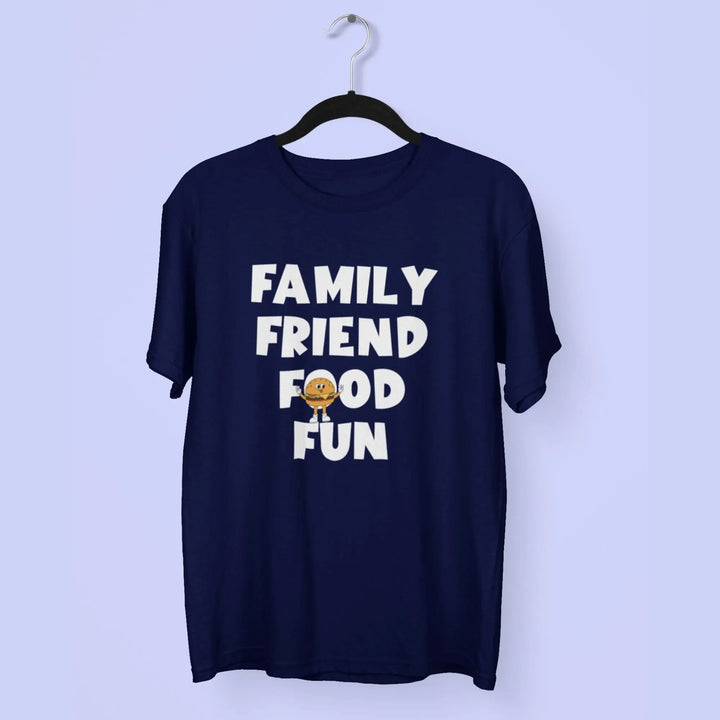 Family Friend Food Fun Round Neck Half Sleeve Classic T-Shirt fashionfront