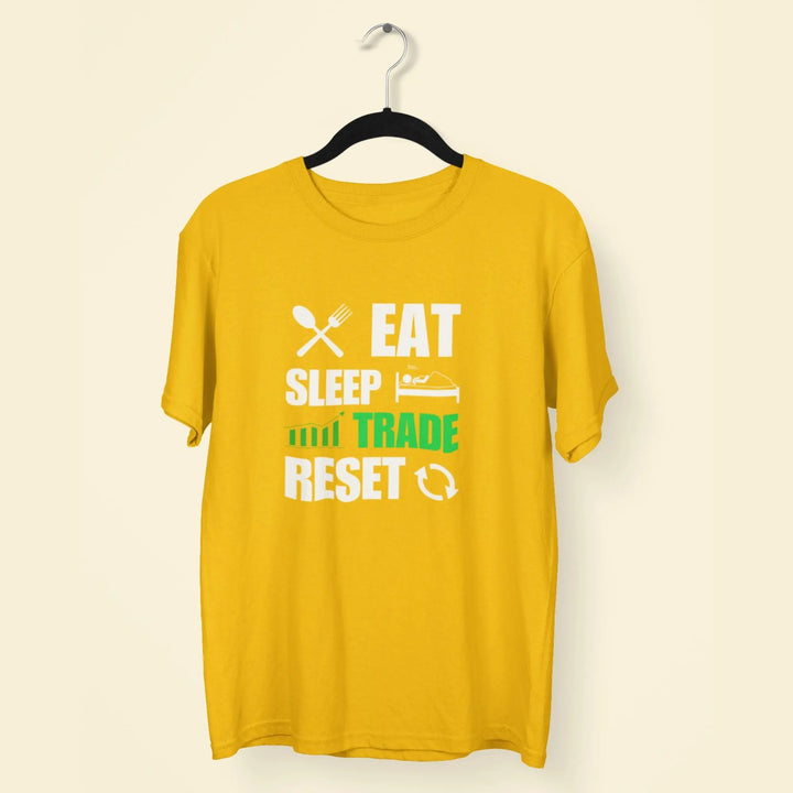 Men Eat Sleep Trade Reset Stock Market Round Neck Half Sleeve Classic T-Shirt fashionfront