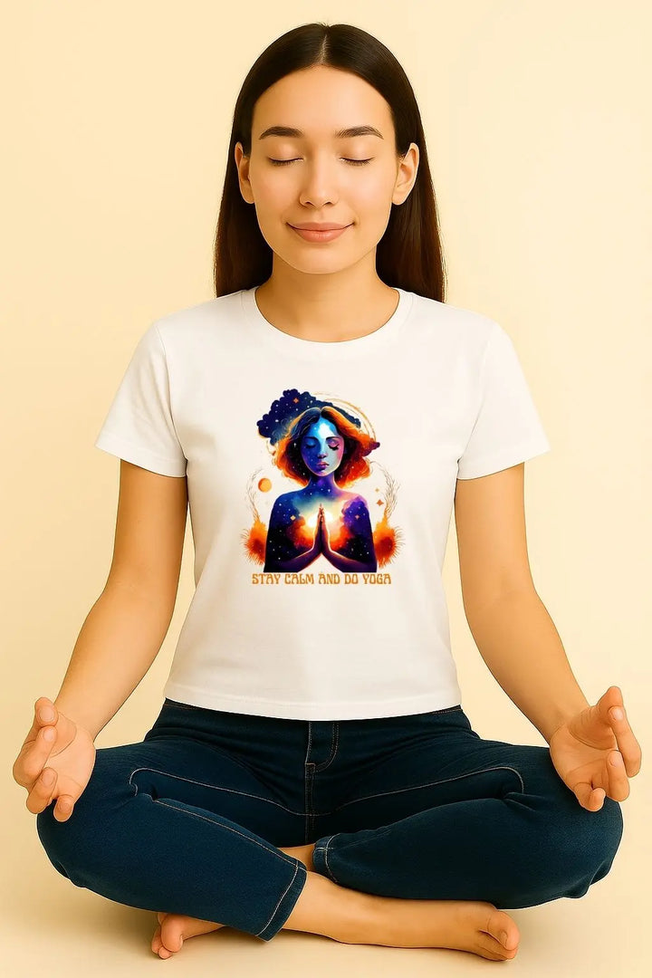 Stay Calm and do Yoga Round Neck Half Sleeve Classic T-Shirt fashionfront