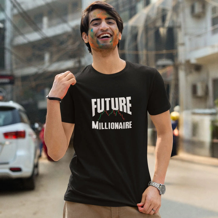 Men Future Millionaire Stock Market Round Neck Half Sleeve Classic T-Shirt fashionfront