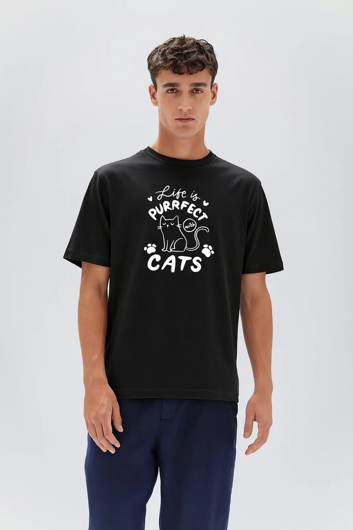 Life Is Purrfect Cats Unisex T-Shirt fashionfront