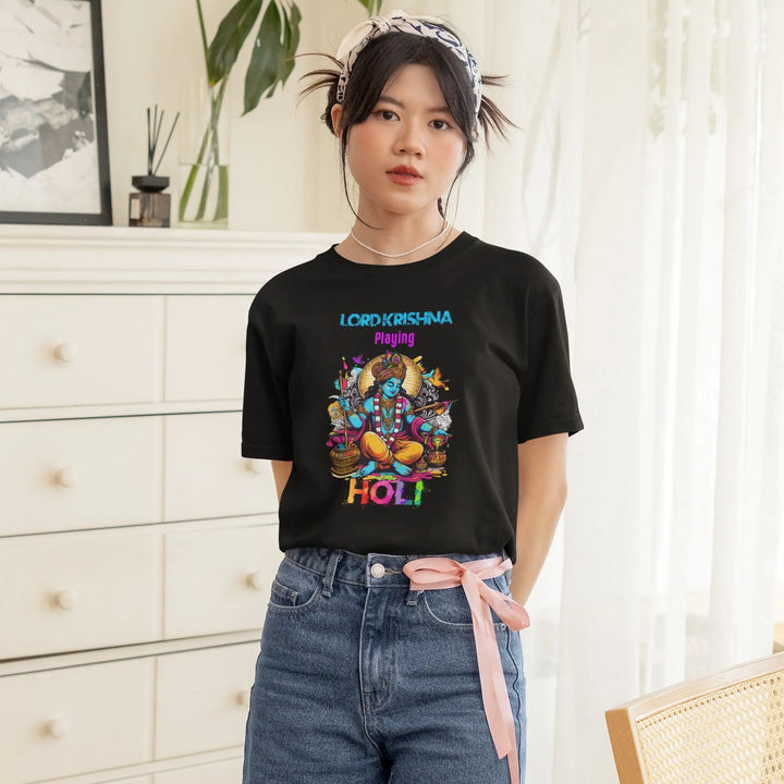 Lord krishna Playing Holi Unisex T-Shirt fashionfront