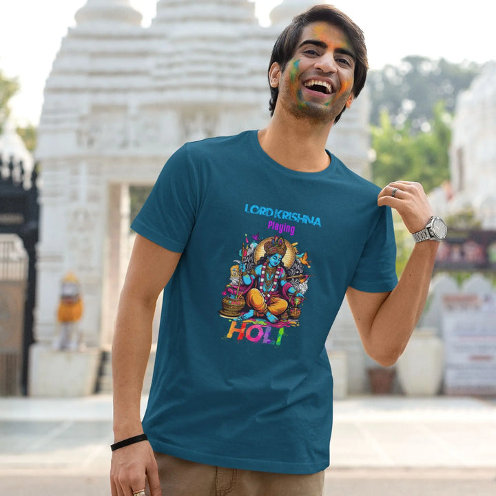 Lord krishna Playing Holi Unisex T-Shirt fashionfront