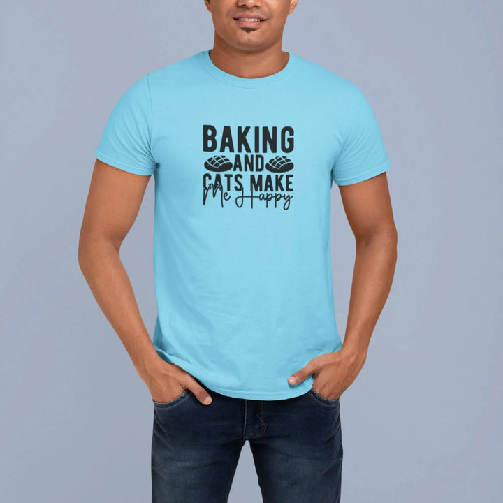 Baking And Cats Make Me Happy Unisex T-Shirt fashionfront