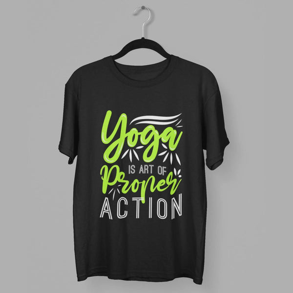 Yoga is Art of Proper Action Round Neck Half Sleeve Classic T-Shirt fashionfront