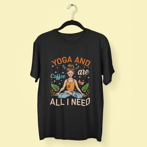 Yoga and Coffee are all I need Round Neck Half Sleeve Classic T-Shirt fashionfront